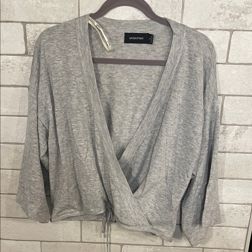 MINKPINK Light Gray Wrap Top